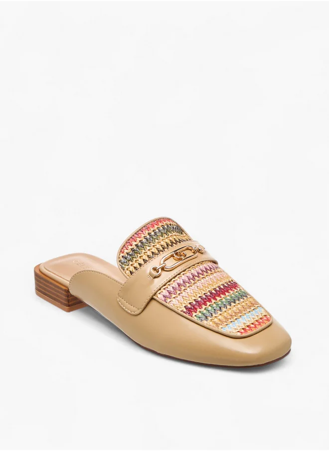 Celeste Women's Textured Slip-On Mules with Metal Accent