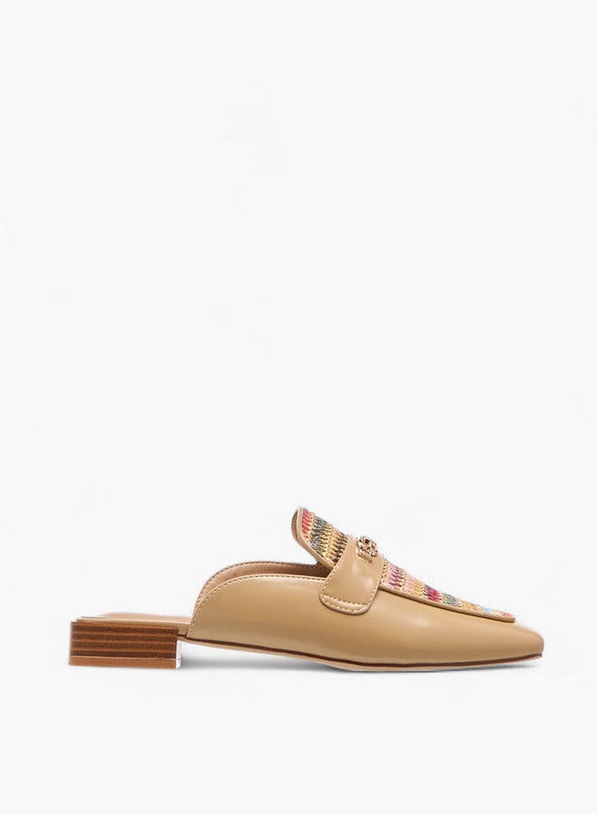 Celeste Women's Embroidered Slip-On Mules with Metal Accent - Image 1