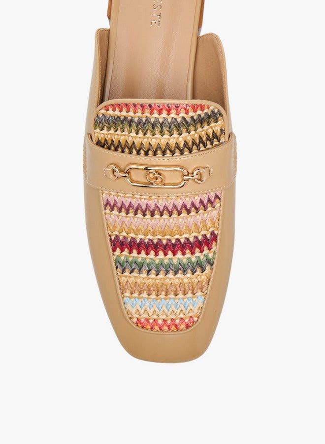 Celeste Women's Embroidered Slip-On Mules with Metal Accent - Image 4