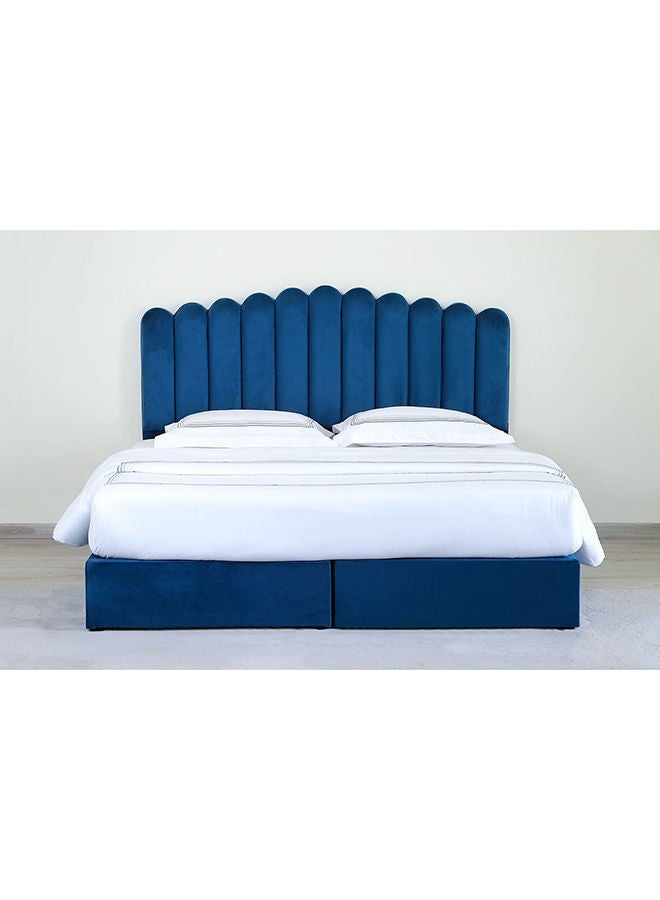 Pan Home King Sized |Anna  Bed|  Velvet Material |  Blue |  180x200 cm  - Image 3