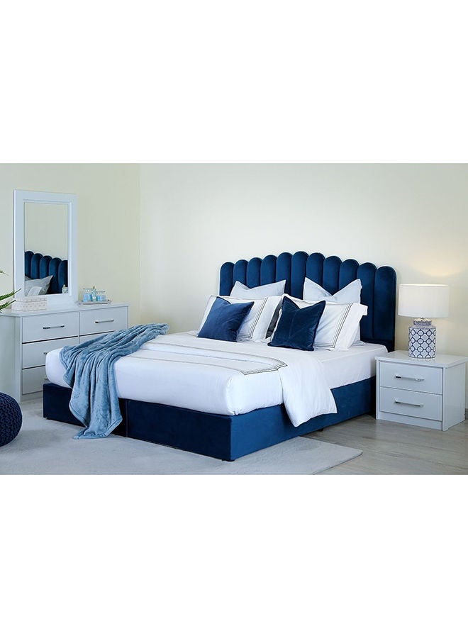 Pan Home King Sized |Anna  Bed|  Velvet Material |  Blue |  180x200 cm  - Image 2