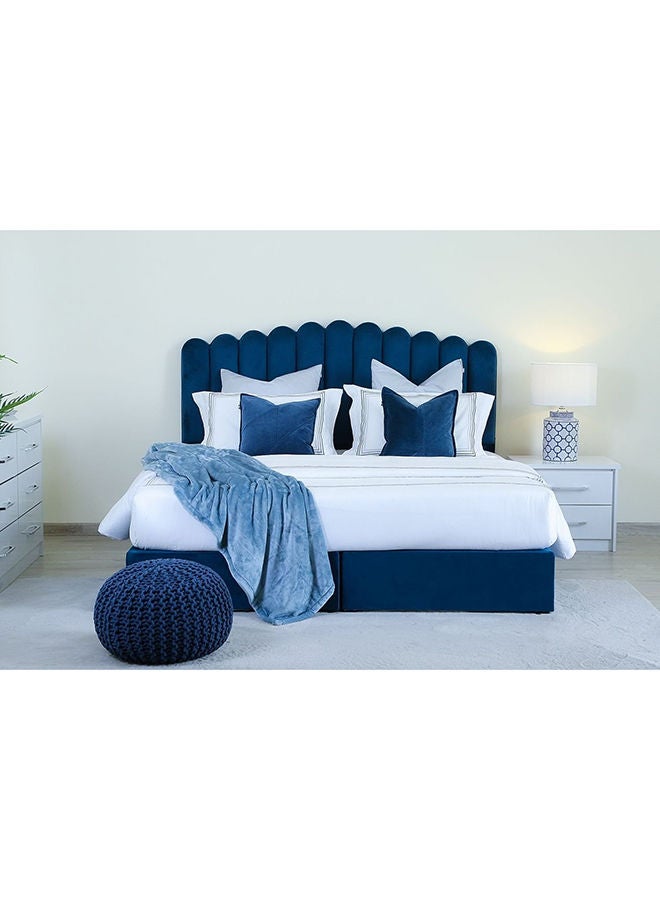 Pan Home King Sized |Anna  Bed|  Velvet Material |  Blue |  180x200 cm  - Image 1