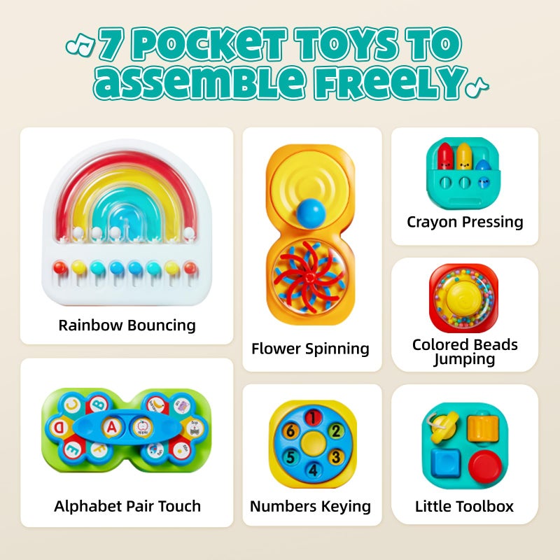 auby Busy Board 3.0 Detachable & Assemblable Educational Sensory Toy for Toddlers 1-6 â€“ Portable Learning Activity Board with 7 Travel-Friendly Tools, Fine Motor Skills Development - Image 3