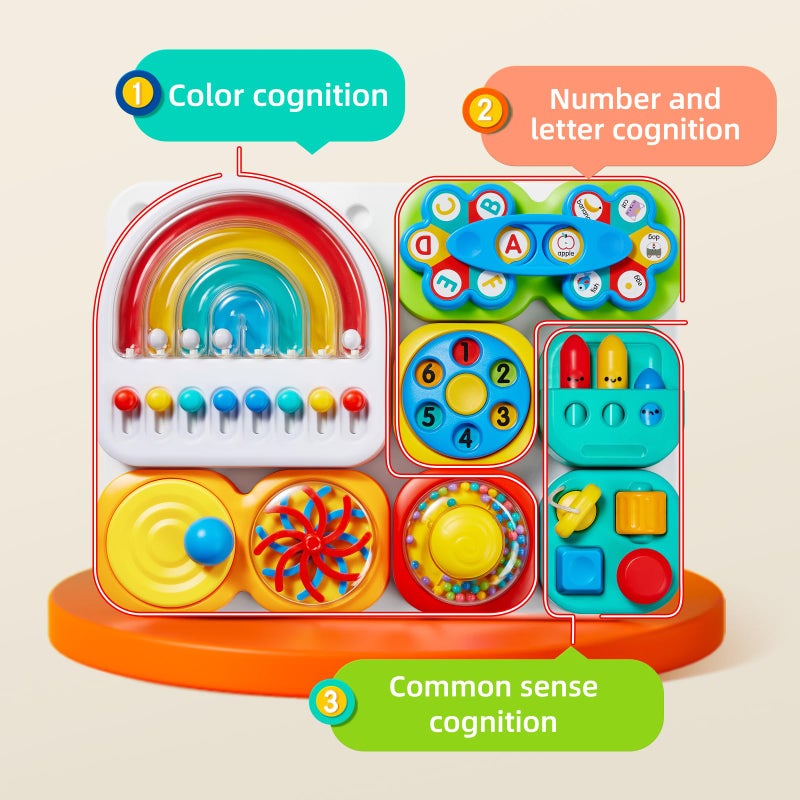 auby Busy Board 3.0 Detachable & Assemblable Educational Sensory Toy for Toddlers 1-6 â€“ Portable Learning Activity Board with 7 Travel-Friendly Tools, Fine Motor Skills Development - Image 4