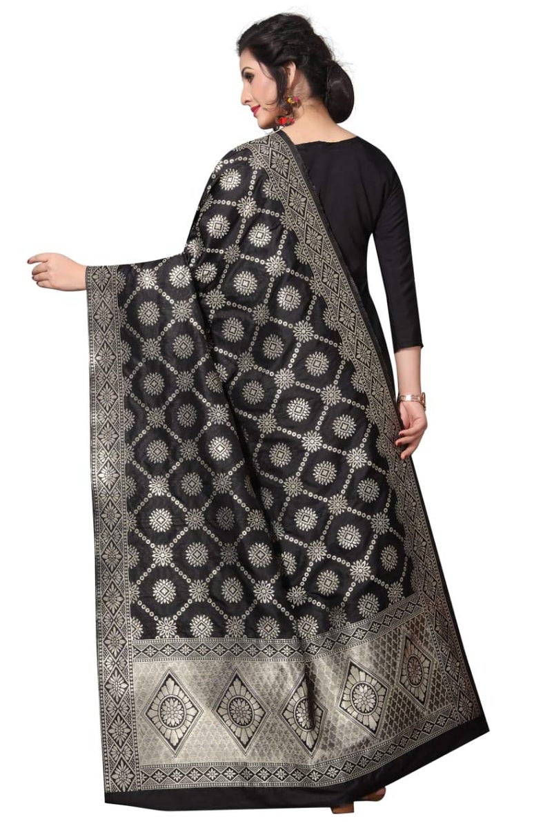 JENNY DESIGNER شال بناراسي حرير مطبوع للنساء - Image 3