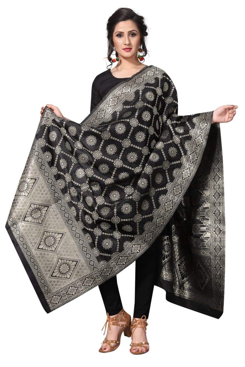 JENNY DESIGNER شال بناراسي حرير مطبوع للنساء - Image 2