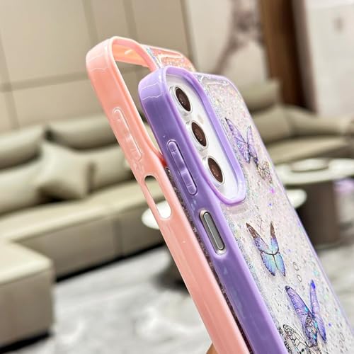 VONZEE for Samsung Galaxy S25 Ultra Clear Glitter Butterfly Case, Cute Bling Sparkle Shiny Soft Silicone TPU Bumper Shockproof Women Girls Slim Protective Phone Cover for Galaxy S25 Ultra, Black - Image 3