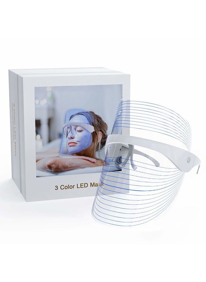 NUFR LED Light Facial Mask, 3 Colors Light Facial Photon Beauty Device for Facial Rejuvenation, Anti Aging - Image 1
