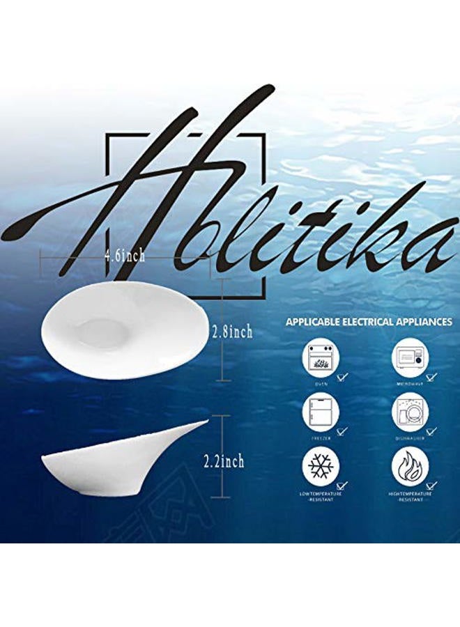 Holitika Appetizer Plates Dipping Bowls Ceramic Dinnerware - Cute Bowls for Salad Cereal Ketchup and Desserts, Pack of 6,3oz Each, White - Image 5