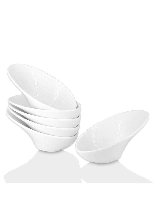 Holitika Appetizer Plates Dipping Bowls Ceramic Dinnerware - Cute Bowls for Salad Cereal Ketchup and Desserts, Pack of 6,3oz Each, White - Image 1