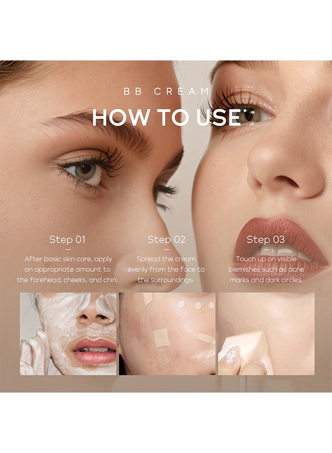 OCHEAL BB Liquid Foudation,BB Cream with SPF 50+++, Full Coverage Tinted Moisturizer with Buildable Concealer Powder Foundation, Oil-Free, Hydrating & Matte Finish | Vegan, Cruelty-Free, for All Skin Types - 01#Ivory - Image 4