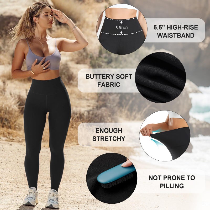 Hi Clasmix 3 Pack Leggings for Women, High Waisted Tummy Control No See-Through Yoga Pants for Workout Running - Image 5