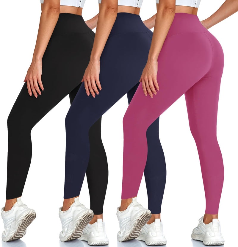 Hi Clasmix 3 Pack Leggings for Women, High Waisted Tummy Control No See-Through Yoga Pants for Workout Running - Image 1