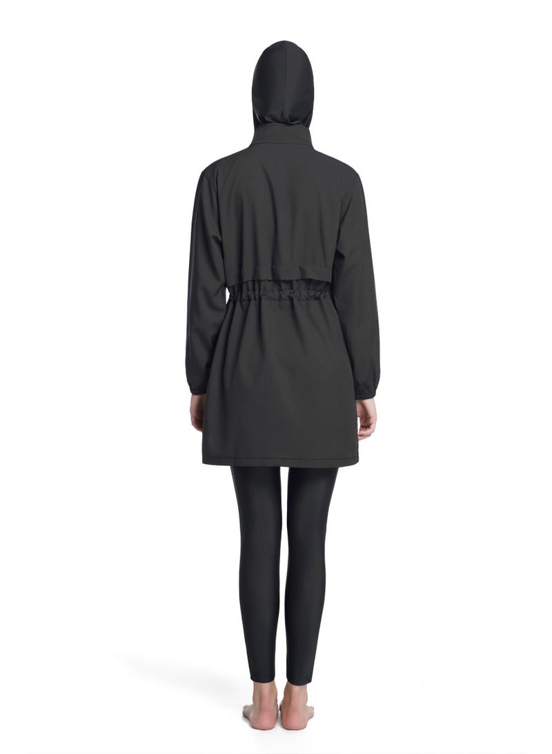 طقم سباحة محافظ من ثلاثة قطع للنساء المسلمات، صيفي، مريح، مضاد للأشعة فوق البنفسجية، بأكمام طويلة وسحّاب، ملابس شاطئية خفيفة الوزن... - Image 4