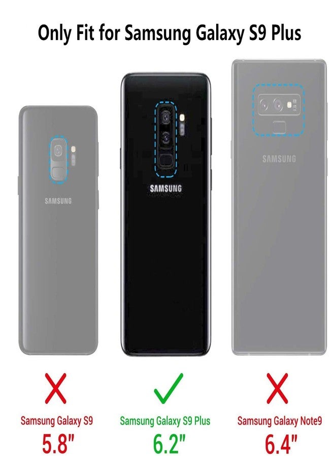 iCoverCase for Samsung Galaxy S9 Plus Wallet Case, Premium PU Magnetic Leather Card Slots Holder Kickstand Soft TPU Flip Cover Case for Galaxy S9 Plus (Blue+Khaki) - Image 2