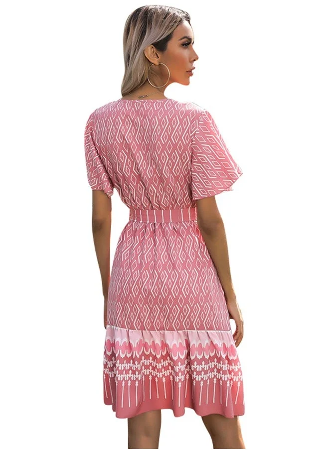 يونيكي Pink Printed Knee length Dress