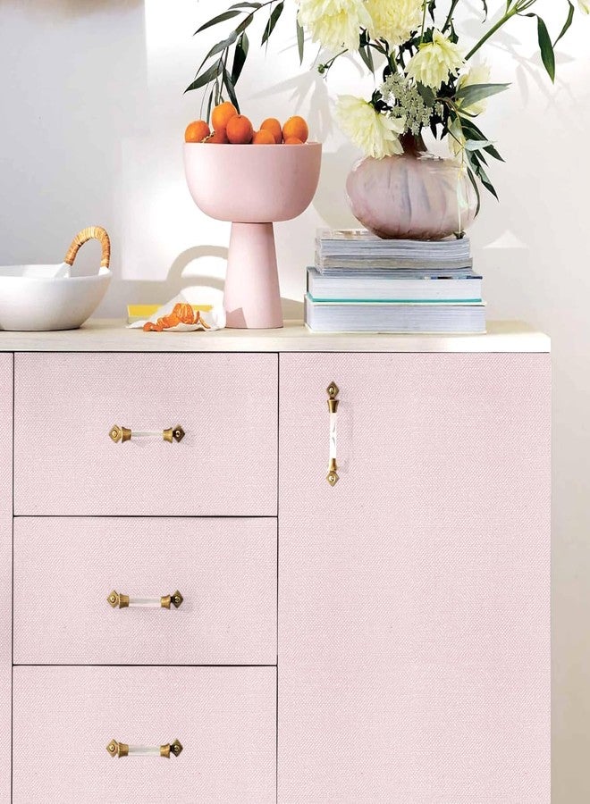 lenify Pink Grasscloth Peel and Stick Wallpaper Textured Contact Paper 15.7inch x 118.1inch Faux Linen Vintage Grasscloth Contact Paper Self Adhesive Removable Wallpaper Vinyl - Image 4