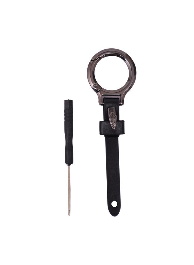 BROGBUS Unisex Belt Loop Vegan Leather Key Ring Keychain for Keys Car and Bike (Black) - Image 2