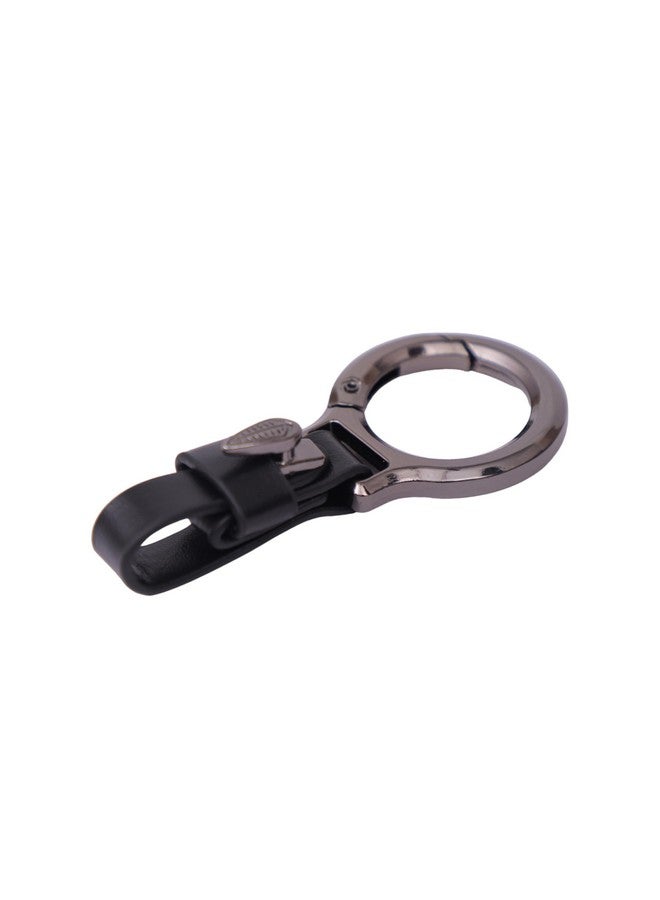 BROGBUS Unisex Belt Loop Vegan Leather Key Ring Keychain for Keys Car and Bike (Black) - Image 1