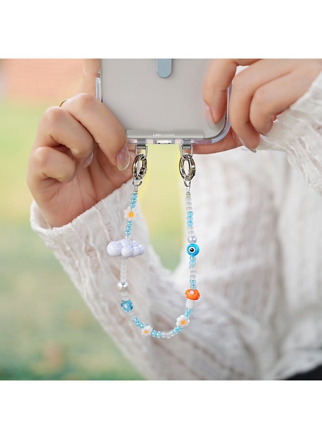 NIBEMINENT Beaded Phone Lanyard, Anti Lost Removable Wrist Strap, Crystal Bracelet Pendant, Phone Keychain Lanyard