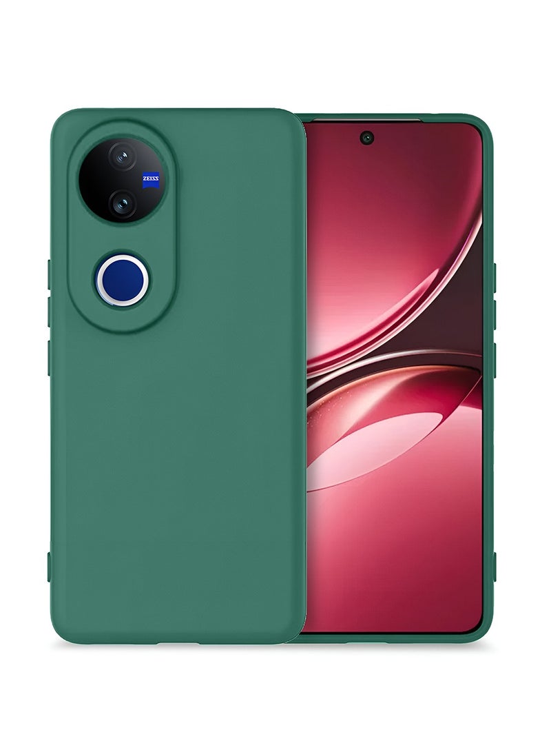 دبليو تيك vivo V50 5G 2025 غطاء جراب سيليكون سائل ناعم ممتاز - أخضر غامق - Image 1