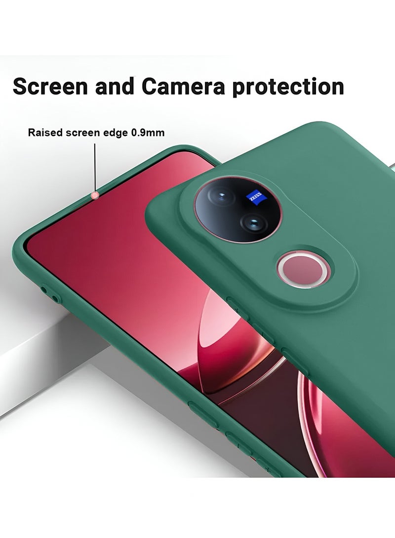 دبليو تيك vivo V50 5G 2025 غطاء جراب سيليكون سائل ناعم ممتاز - أخضر غامق - Image 3