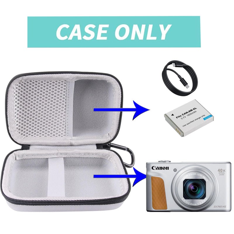 WERJIA Hard EVA Travel Case for Canon PowerShot SX720 SX620 SX730 SX740 G7X /G7X Mark III /G7X Mark II Digital Camera (grey) - Image 5