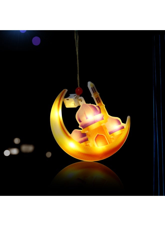 عنوان المنتج: زينة رمضان معلقة بإضاءة LED - هلال ومسجد مضيء لديكور عيد مبارك، تعليقة حائط إسلامية تعمل بالبطارية للمنزل، إضاءة ليلية لرمضان كريم، فانوس زينة احتفالي (قطعة واحدة) - Image 4