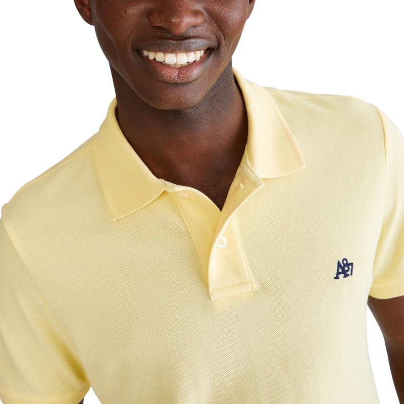 Aeropostale Aero A87 Solid Pique Polo, Pale Banana, M - Image 2