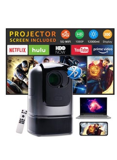 Generic Portable Mini Home Projector with Stand, WiFi Bluetooth 4K 1080P HD Outdoor Projector for Home Video, 5W Speaker, Mobile Screen Mirroring, 360° Surround Sound, Home Movie Entertainment  - Image 1