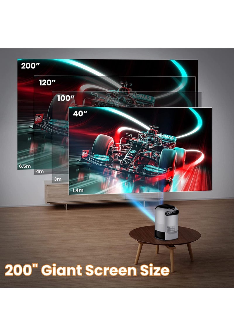Portable Mini Home Projector with Stand, WiFi Bluetooth 4K 1080P HD Outdoor Projector for Home Video, 5W Speaker, Mobile Screen Mirroring, 360° Surround Sound, Home Movie Entertainment  - Image 4