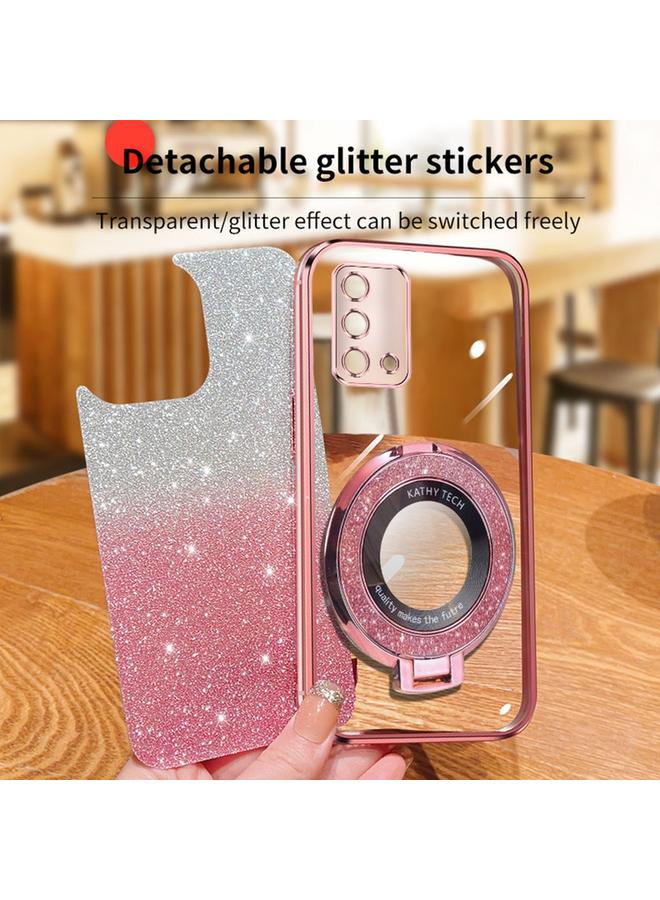 erorex Case For OPPO A74 4G Plated Gradient Glitter Round Holder TPU Phone Case - Image 4
