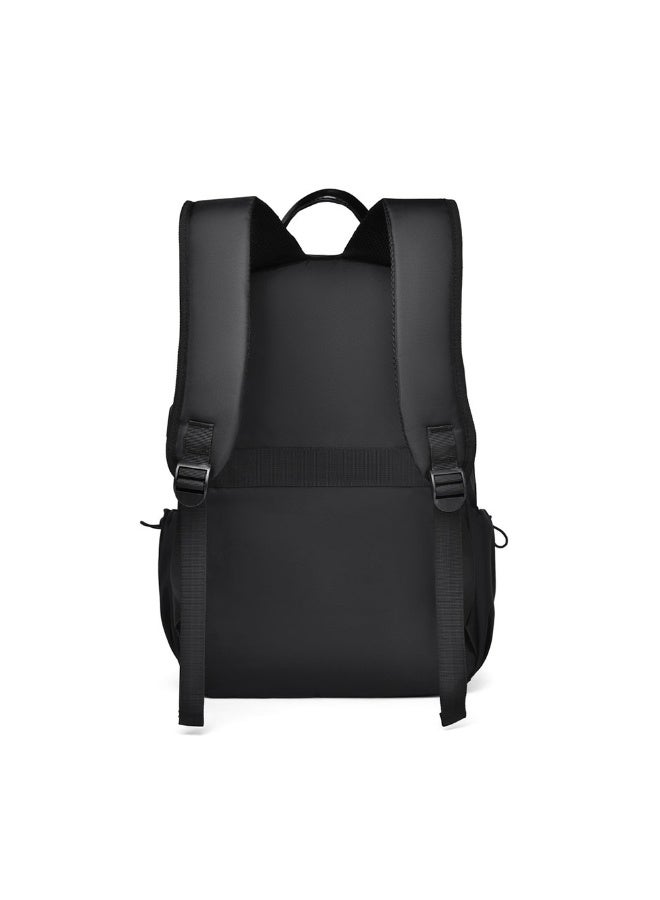 Men Solid Casual Large Capacity Backpack Lightweight Business Men High School Student Teenager Outdoor Travel Zipper Laptop Bag With Charging Port - Image 2