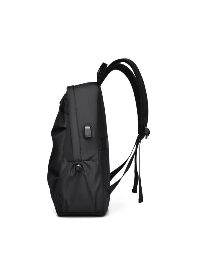 Men Solid Casual Large Capacity Backpack Lightweight Business Men High School Student Teenager Outdoor Travel Zipper Laptop Bag With Charging Port - Image 3