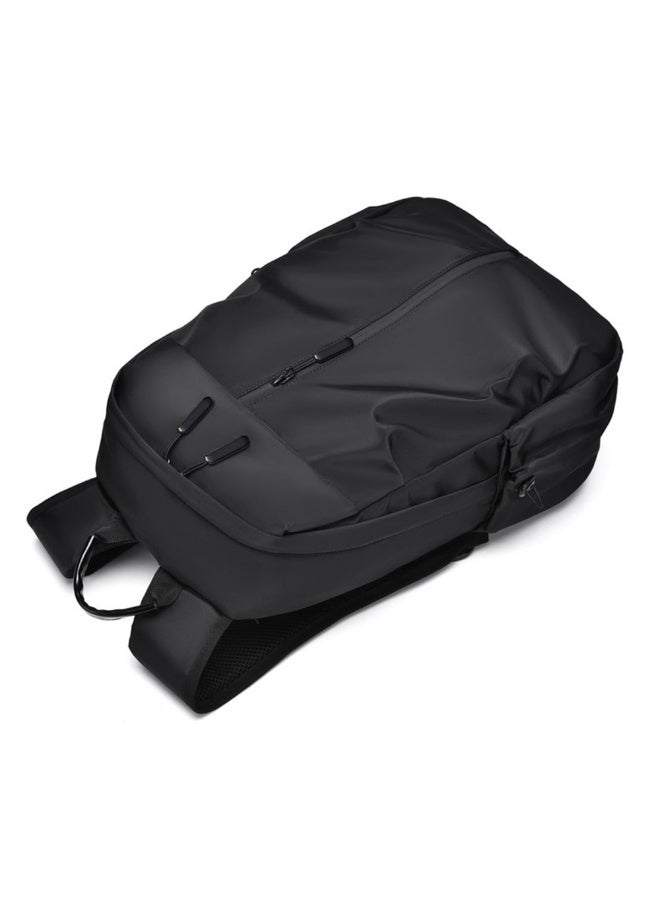 Men Solid Casual Large Capacity Backpack Lightweight Business Men High School Student Teenager Outdoor Travel Zipper Laptop Bag With Charging Port - Image 4