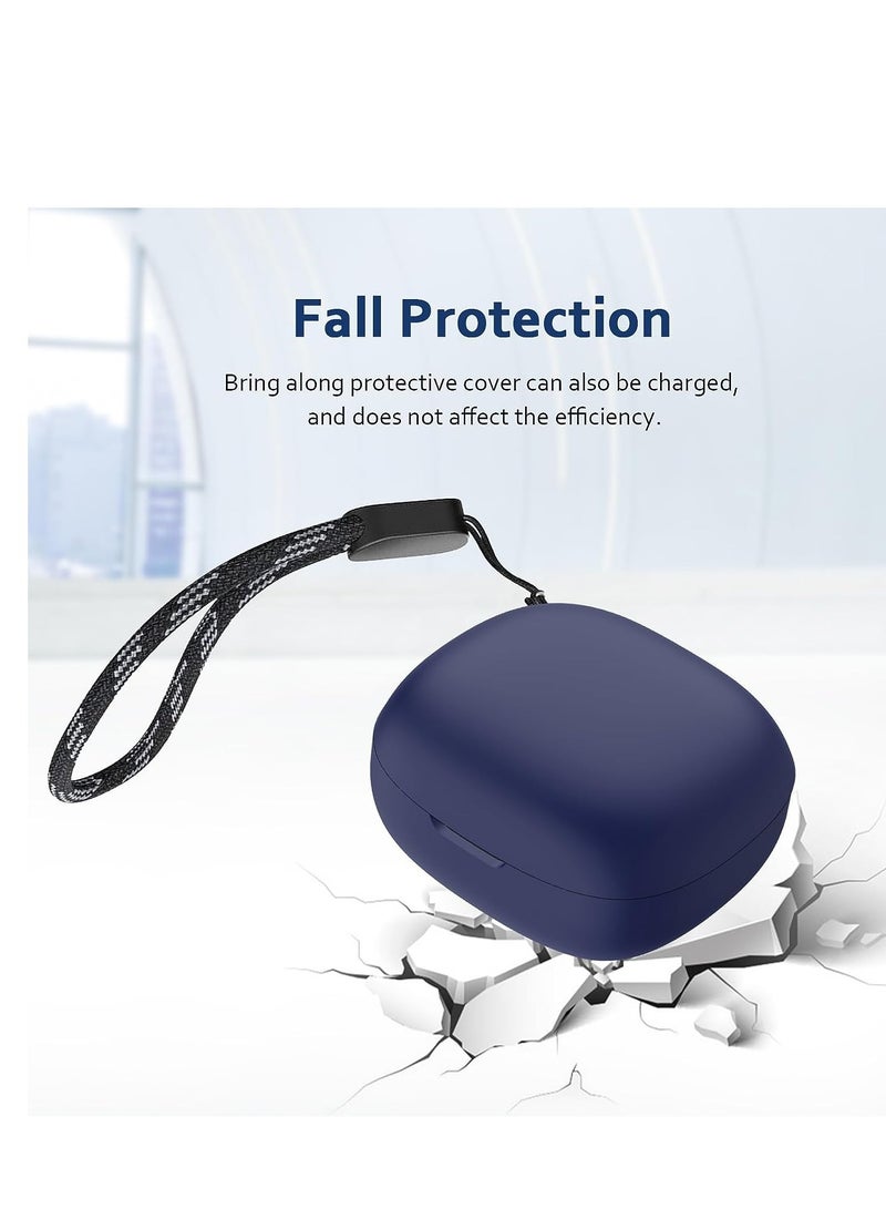 غطاء حافظة متوافق مع سماعات ANker Soundcore R50i VI مقاوم للصدمات مع حلقة تثبيت (أزرق) - Image 3