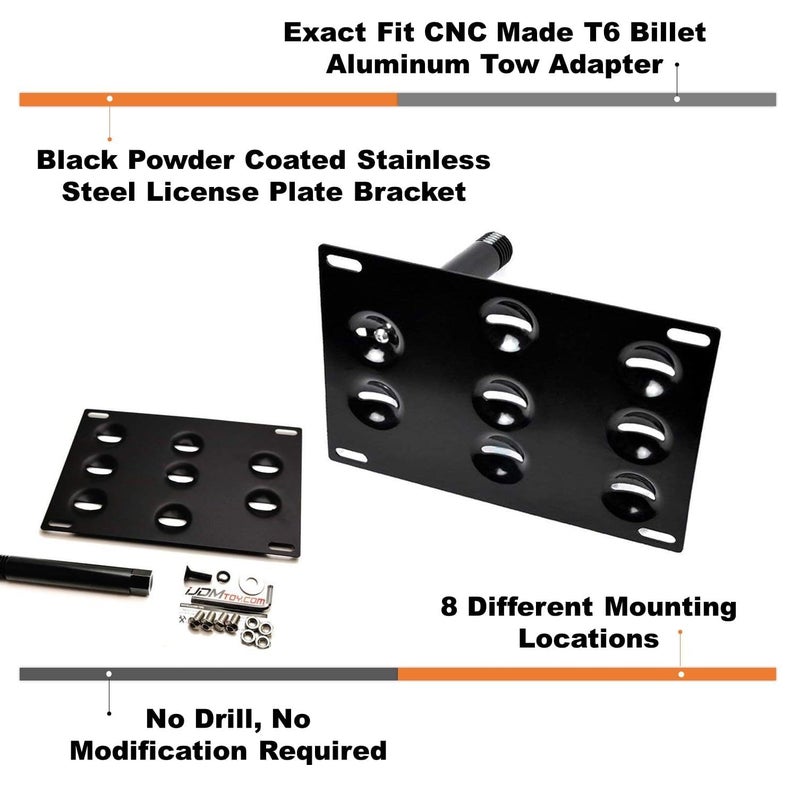 iJDMTOY No Drill Front Bumper Tow Hook License Plate Mounting Bracket Adapter Kit Compatible with 2010-2015 Toyota Prius (XW30) - Image 2