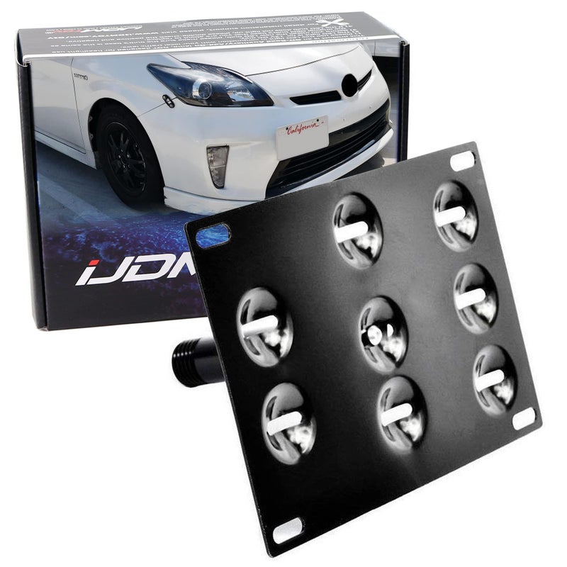 iJDMTOY No Drill Front Bumper Tow Hook License Plate Mounting Bracket Adapter Kit Compatible with 2010-2015 Toyota Prius (XW30) - Image 1