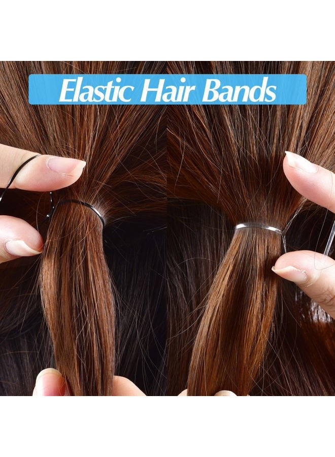IKOCO Topsy Tail Hair Styling Set, IKOCO - 1000pcs Hair Elastics (500 Clear, 500 Black), 2 Loop Tools, 1 Rat Tail Comb - Image 3