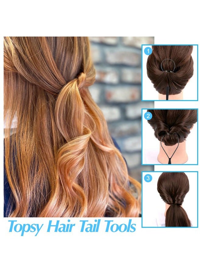 IKOCO Topsy Tail Hair Styling Set, IKOCO - 1000pcs Hair Elastics (500 Clear, 500 Black), 2 Loop Tools, 1 Rat Tail Comb - Image 5