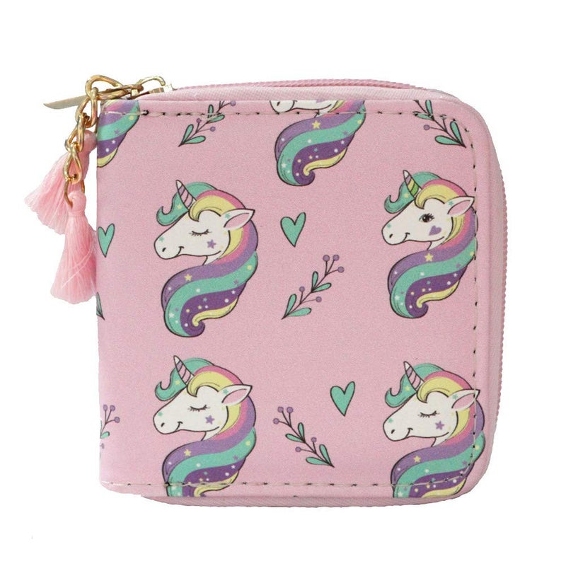 timlee Cute Rainbow Pink Unicorn Wallet Girls Christmas Gift Women Short Wallets (unicorn E) - Image 1