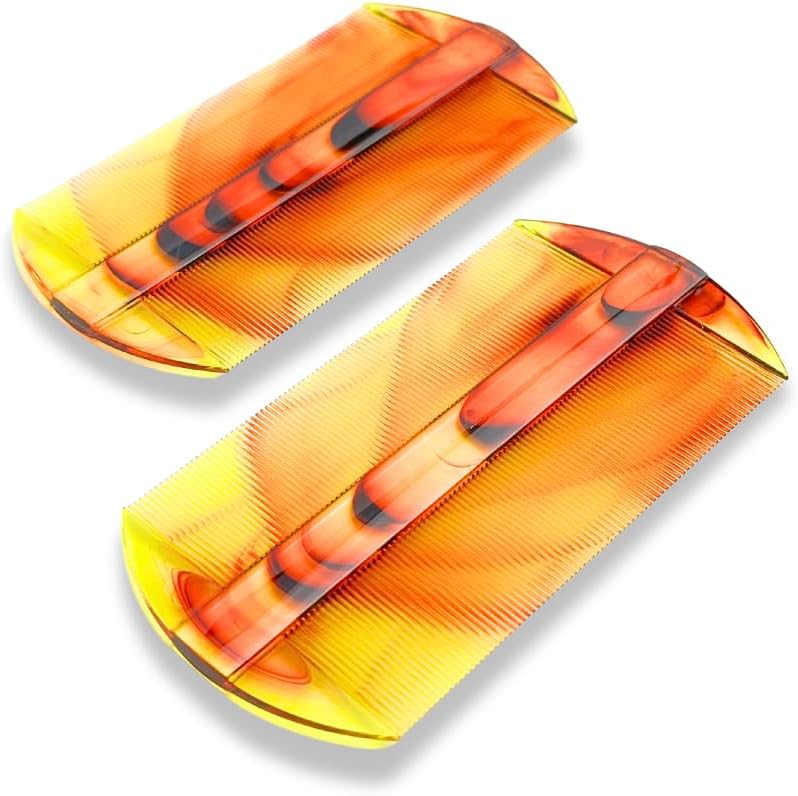 Glitters Professional Double-Sided Nit Comb, Fine-Toothed Hair Lice Removal Tool, Yellow and Orange (2 PC NEW) - Image 3