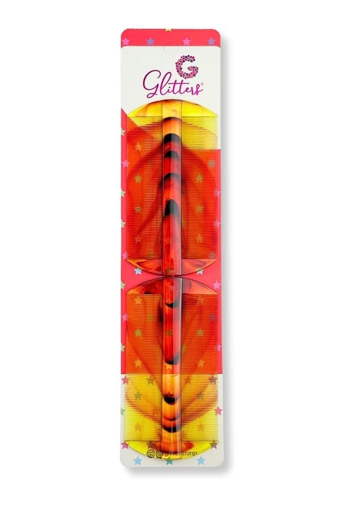 Glitters Professional Double-Sided Nit Comb, Fine-Toothed Hair Lice Removal Tool, Yellow and Orange (2 PC NEW) - Image 1