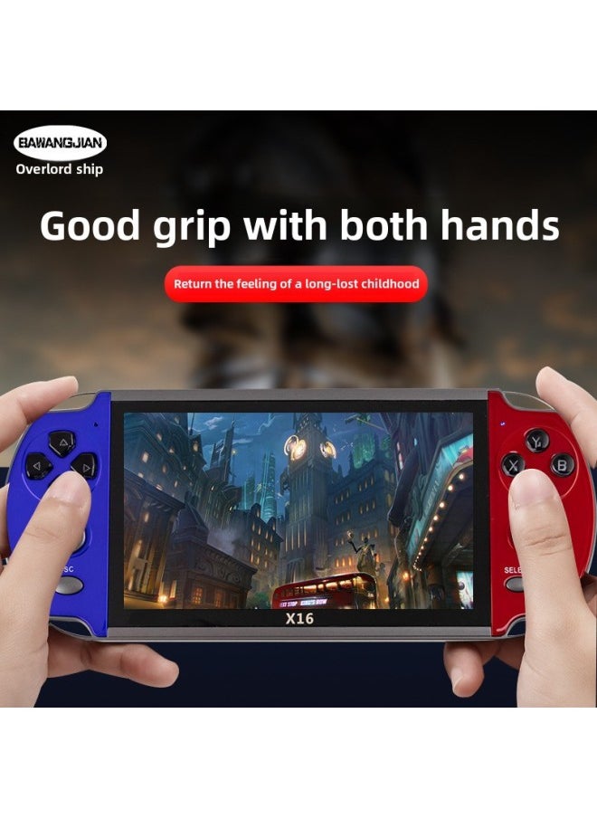 Generic - 6.5-inch HD Screen X16 Handheld Game Machine GBA Arcade Pokemon Retro Game Machine-Product Color:Blue And Red-Model:x40mini (double Version) - Image 1