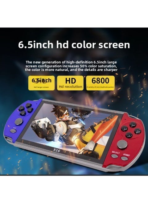 6.5-inch HD Screen X16 Handheld Game Machine GBA Arcade Pokemon Retro Game Machine-Product Color:Blue And Red-Model:x40mini (double Version)