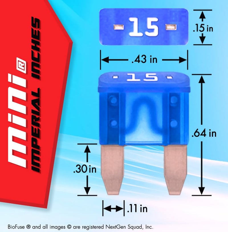 BIOFUSE مجموعة BioFuse 12 AWG Mini APM ATM Quick TAP: 2 محولات إضافة دائرة لسيارة، 4 (15A) فيوزات شفرات، 4 أربطة سحاب + أداة سحب الفيوز - Image 4