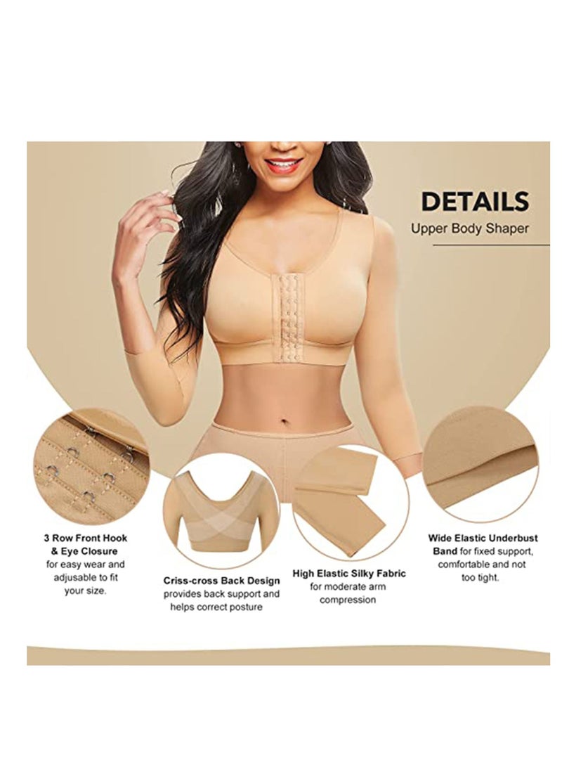 SYOSI Women's Sports Bra Wireless Front Buckle Yoga Bra Arm Compression Sleeves Upper Shapers Slimmer Post Surgery Posture Corrector Shapewear Tops L Size - Image 3