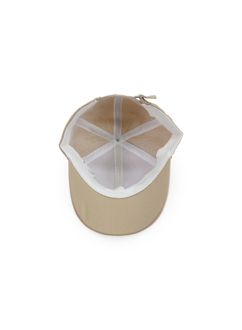 Fancy Girls Cotton Cap – Beige with Rabbit and Carrots Design - Image 2