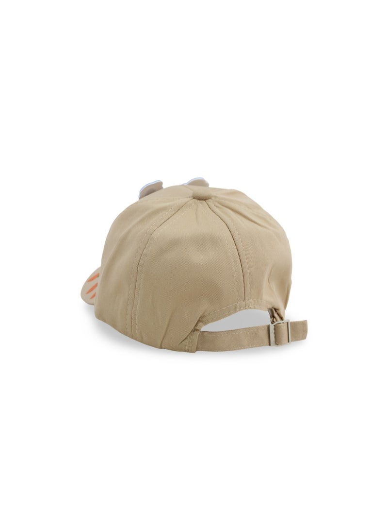 Fancy Girls Cotton Cap – Beige with Rabbit and Carrots Design - Image 3