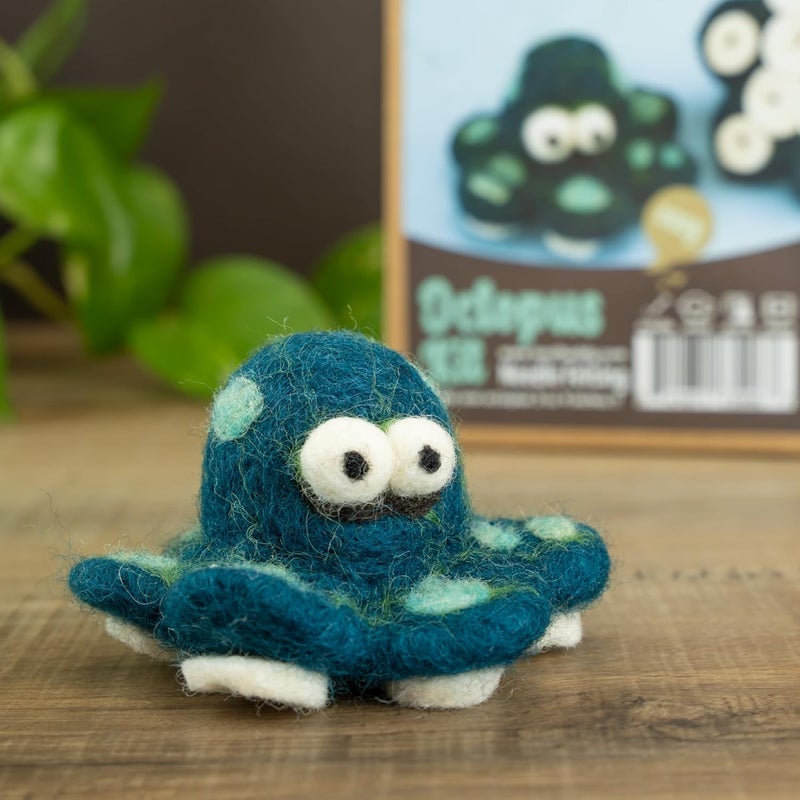 Woolbuddy Needle Felting Kit for Beginners & Adults – DIY Octopus Animal Craft Kit – Complete Starter Set with Wool, Needles & Step-by-Step Instructions - Image 2